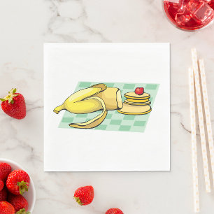Banana and Pancakes Breakfast Fun Food  Napkin