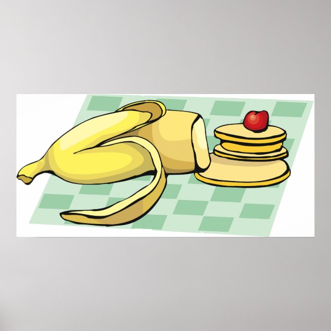 Banana and Pancakes Breakfast Fun Food  Poster (Front)