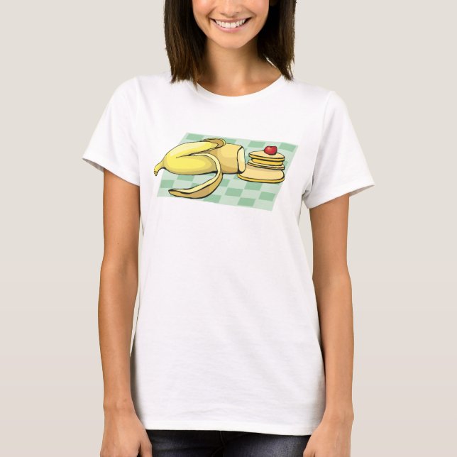 Banana and Pancakes Breakfast Fun Food  T-Shirt (Front)