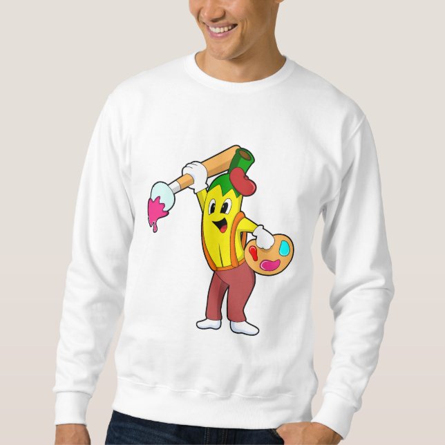 Banana as Painter with Paint brush Sweatshirt (Front)