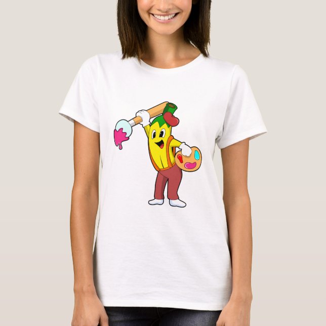 Banana as Painter with Paint brush T-Shirt (Front)