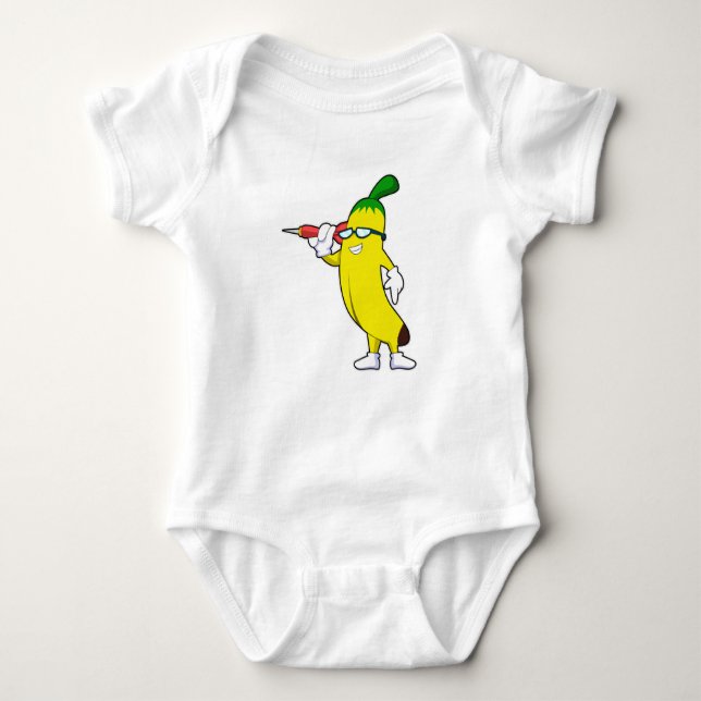 Banana at Darts with Dart Baby Bodysuit (Front)
