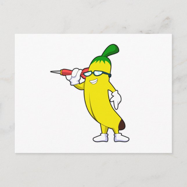 Banana at Darts with Dart Postcard (Front)