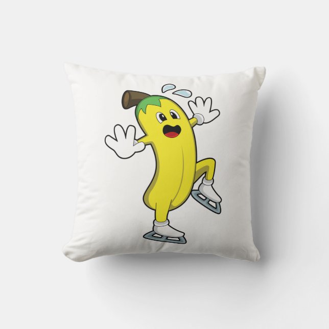 Banana at Ice skating with Ice skates.PNG Cushion (Front)