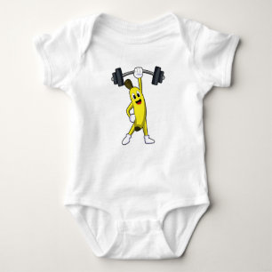 Banana at Strength training with Barbell Baby Bodysuit