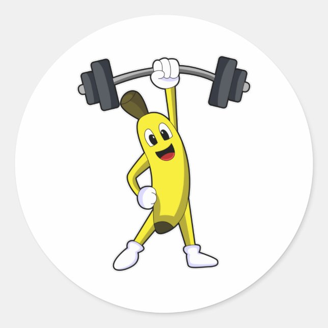 Banana at Strength training with Barbell Classic Round Sticker (Front)