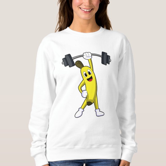 Banana at Strength training with Barbell Sweatshirt (Front)