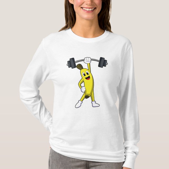 Banana at Strength training with Barbell T-Shirt (Front)