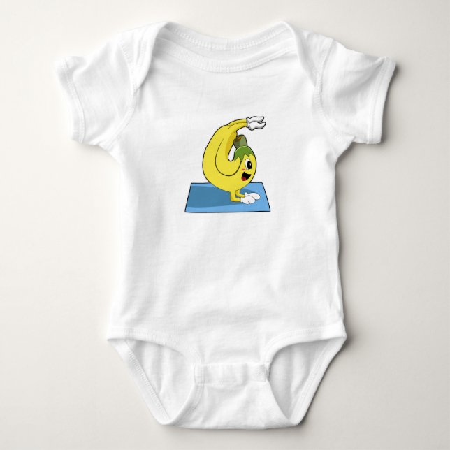 Banana at Yoga on Yoga mat Baby Bodysuit (Front)