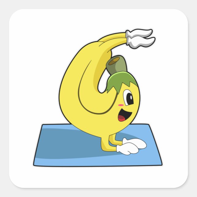 Banana at Yoga on Yoga mat Square Sticker (Front)