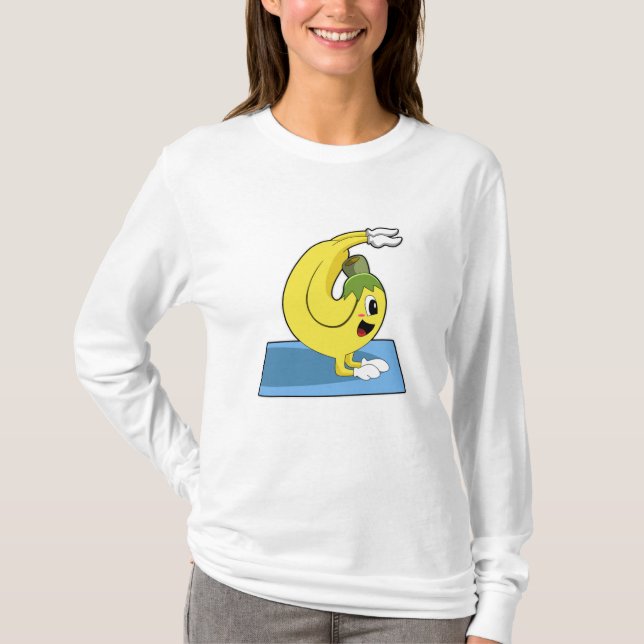 Banana at Yoga on Yoga mat T-Shirt (Front)