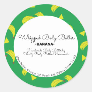Banana Body Butter Bath Branding Packaging Classic Round Sticker