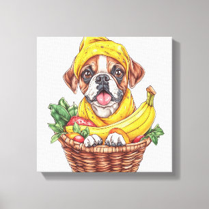 Banana Boxer � Funny Fruit Dog Canvas Print