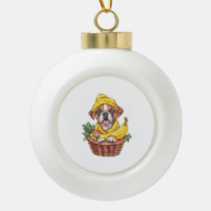 Banana Boxer � Funny Fruit Dog Ceramic Ball Christmas Ornament