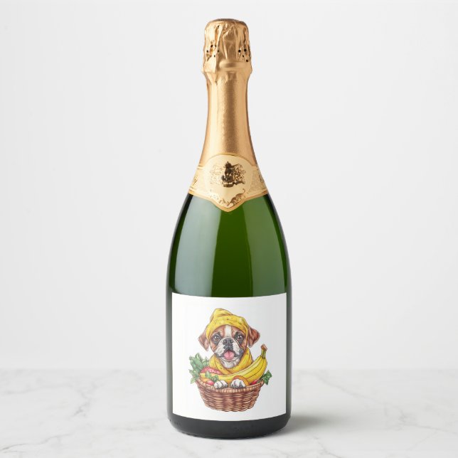 Banana Boxer – Funny Fruit Dog Sparkling Wine Label (Front)