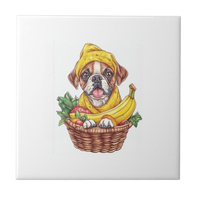 Banana Boxer � Funny Fruit Dog Tile (Front)