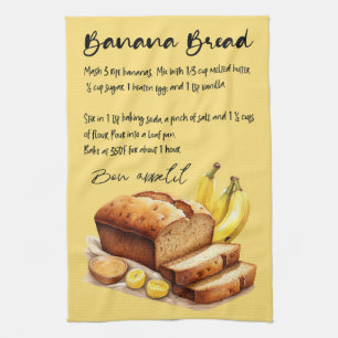 Banana Bread Baking Recipe Tea Towel