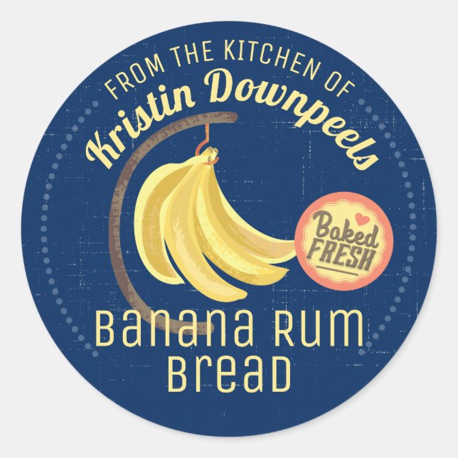 Banana bread home canning from the kitchen of classic round sticker (Front)