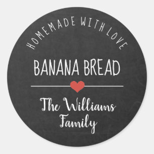 banana bread homemade with love chalkboard classic round sticker