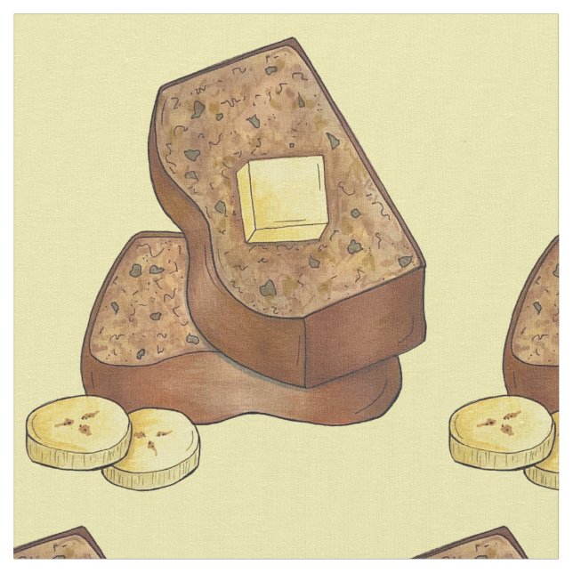 Banana Bread Loaf Slice Butter Baker Baking Food Fabric (Close Up)