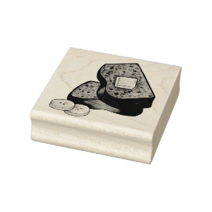 Banana Bread Loaf Slice Butter Baker Baking Food Rubber Stamp