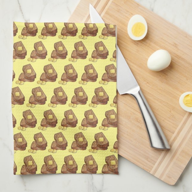 Banana Bread Loaf Slice Butter Baker Baking Food Tea Towel (Quarter Fold)