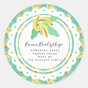 Banana Bread Logo Pattern Homemade Food Business  Classic Round Sticker