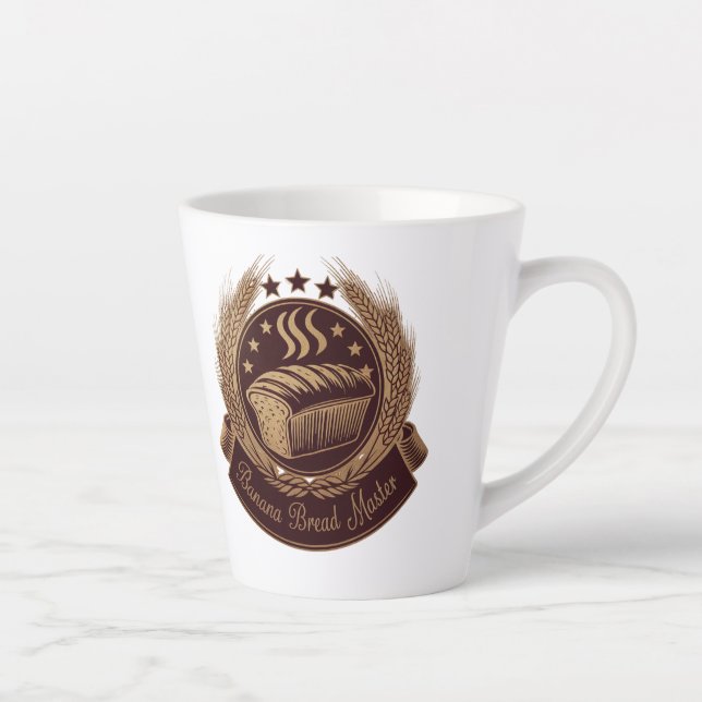 "Banana Bread Master Emblem - Rustic Bakery Lover  Latte Mug (Right)