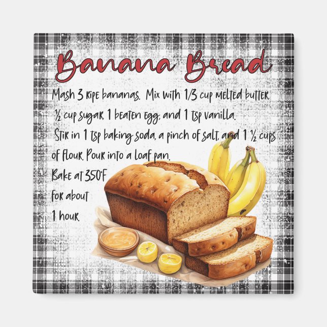 Banana Bread recipe Magnet (Front)