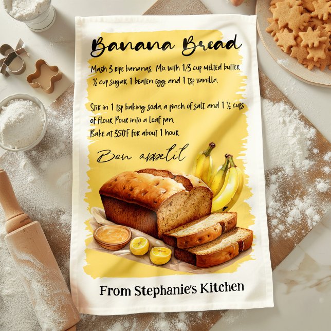 Banana Bread Recipe Personalised Tea Towel (Creator Uploaded)