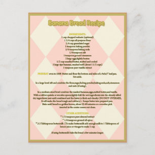Banana Bread Recipe Postcard