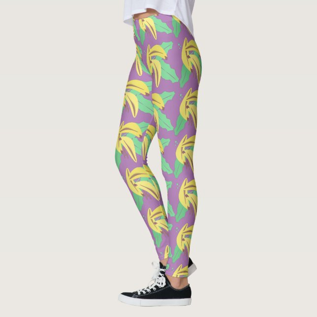 Banana Bunch Yellow Pattern Violet Legging (Left)