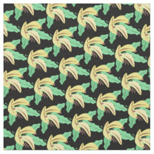 Banana Bunches Retro Tropical Yellow Black Fabric