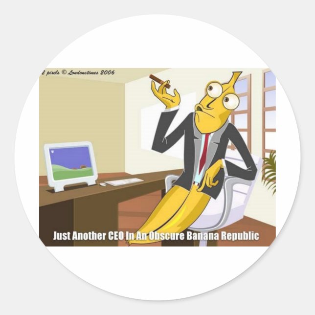 Banana CEO Funny Offbeat Cartoon Collectable Gifts Classic Round Sticker (Front)