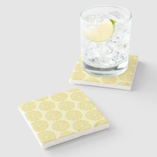 Banana Cream Boho Printed Stone Coaster