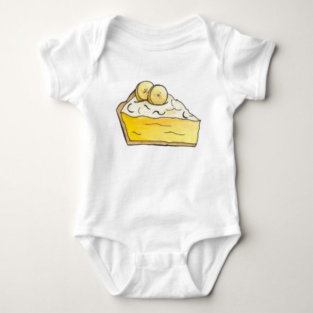 Banana Cream Creme Pie Slice Dessert Foodie Food Baby Bodysuit (Front)