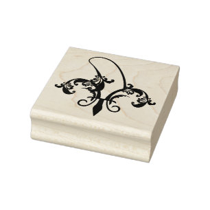 banana fleur de lis rubber stamp