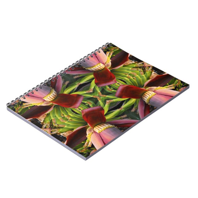 Banana Flower Pattern Spiral Notebook (Left Side)