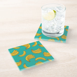 Banana Fruit Fun Pattern Glass Coaster
