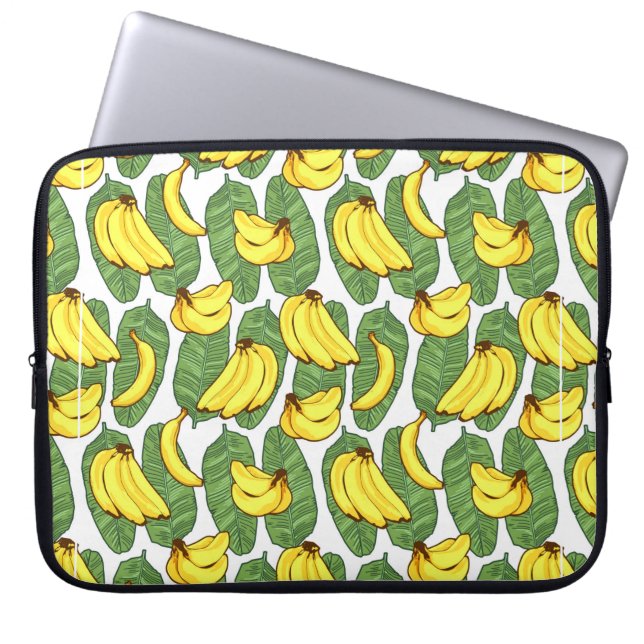 Banana Fruit Leaves Tropical Pattern Laptop Sleeve (Front)