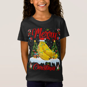 Banana Fruit Lover Xmas Lighting Santa Hat Banana T-Shirt