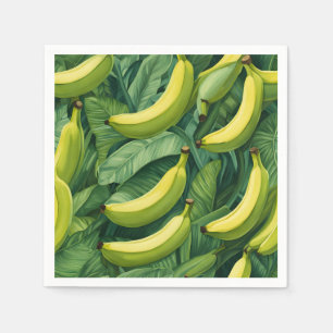Banana Fruits and Leaves Tropical Mood  Napkin