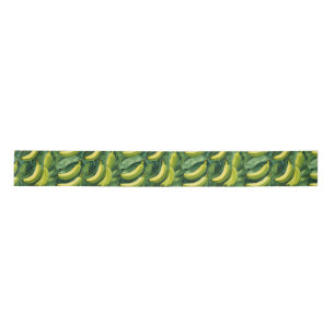Banana Fruits and Leaves Tropical Mood Satin Ribbon