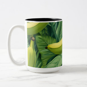 Banana Fruits and Leaves Tropical Mood Two-Tone Coffee Mug