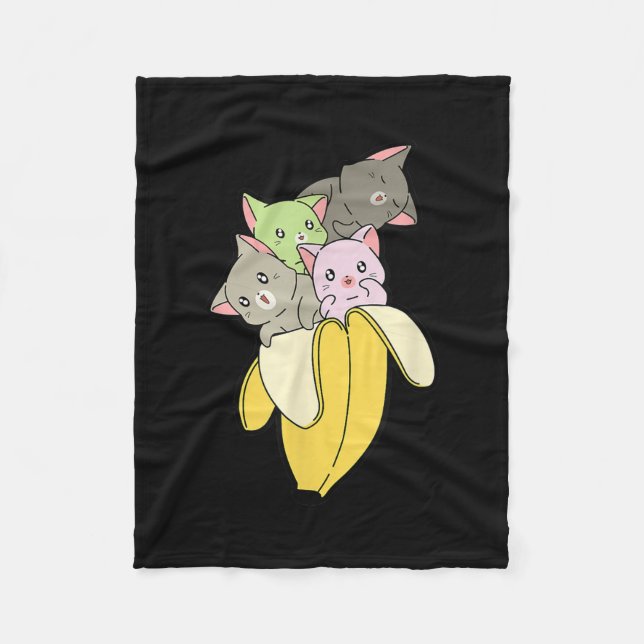 Banana Funny Cat | Cute Kitten Gift Fleece Blanket (Front)