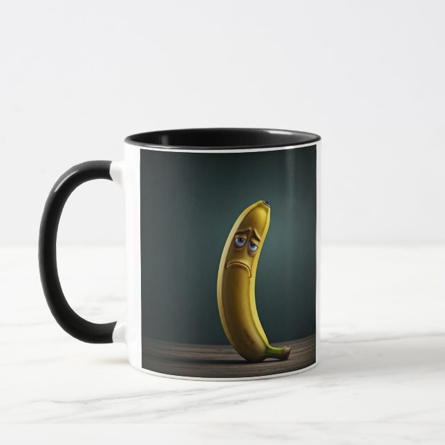 banana funny sad face mug (Left)