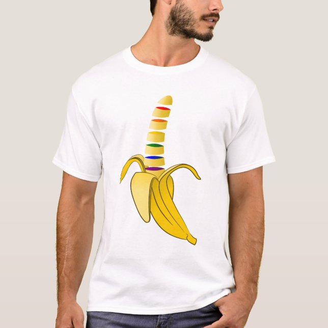 Banana Gay Pride Flag Design T-Shirt (Front)