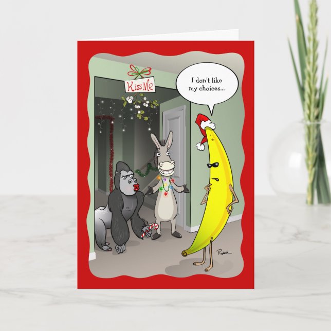 Banana Gorilla Donkey Funny Christmas Holiday Card (Front)