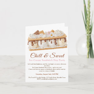 Banana Ice Cream Sandwich Day Watercolor  Invitation