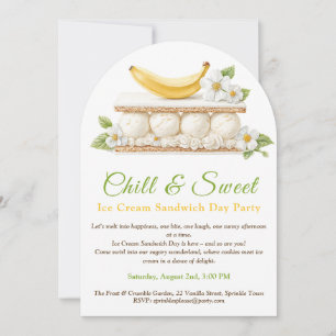Banana Ice Cream Sandwich Day Watercolor Invitation